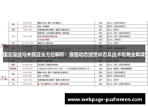 国足迎战马来西亚全方位解析:赛前动态球员状态及战术布局全解读 国足迎战马来西亚全方位解析:赛前动态球员状态及战术布局全解读